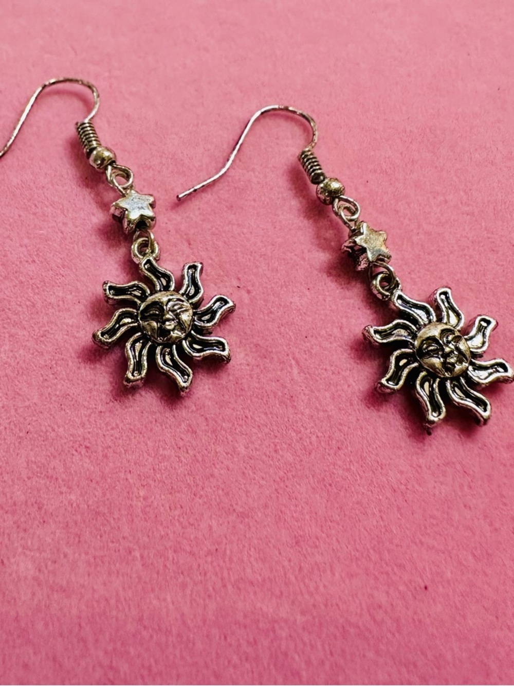 Celestial Sun & Star Dangle Earrings - Picture 3 of 4